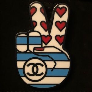 Chanel Red, White & Blue Resin Emoji Brooch